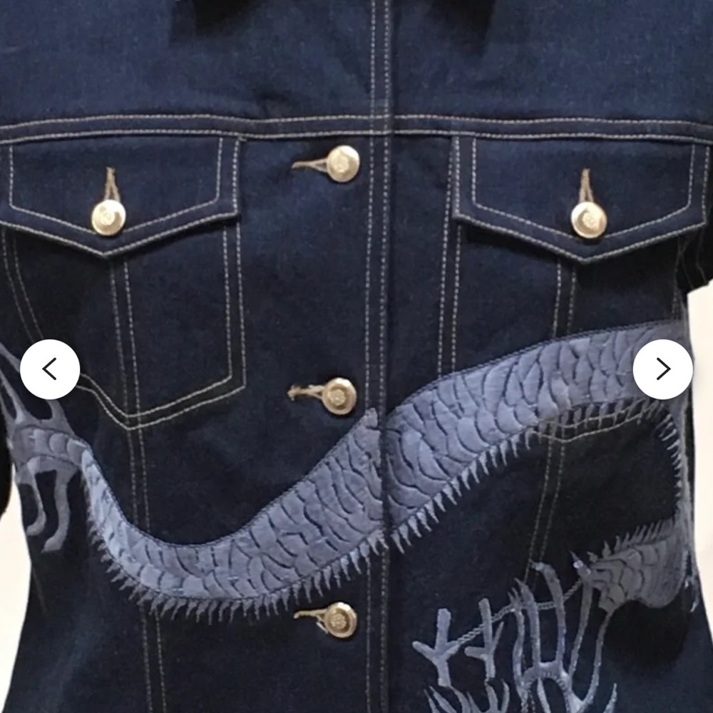 Christine Phillipe Denim Embroidered Sequin Jean Jacket - Picture 5 of 7